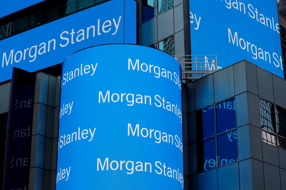A sign is displayed on the Morgan Stanley building in New York. – REUTERSPIX