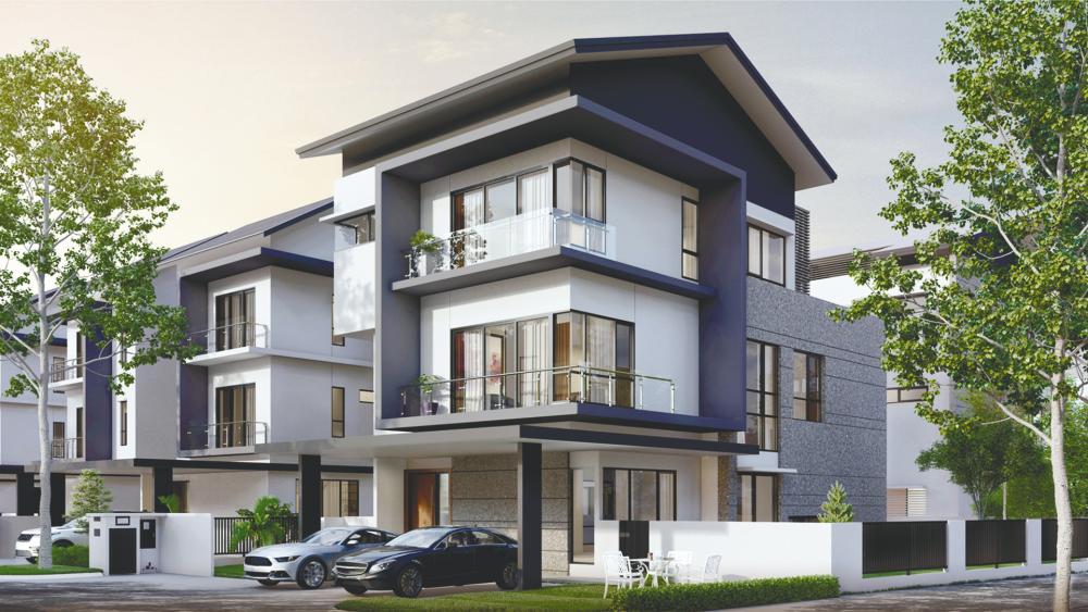 Facade of Sierra Hijauan Phase 2E homes.