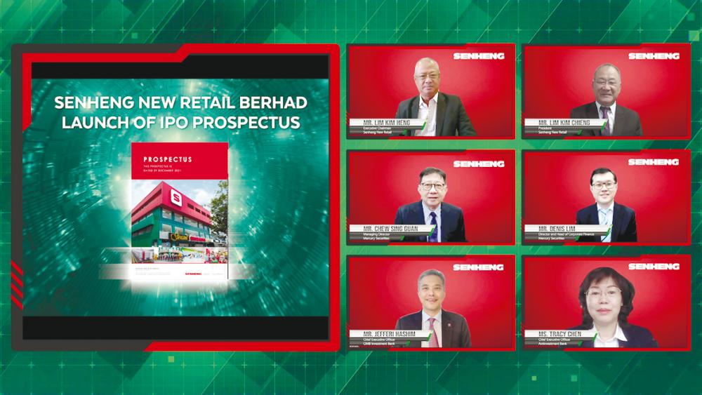 A view of the virtual launch of Senheng New Retail’s IPO prospectus. Senheng is expected to list on the Main Market of Bursa Malaysia on Jan 25, 2022.