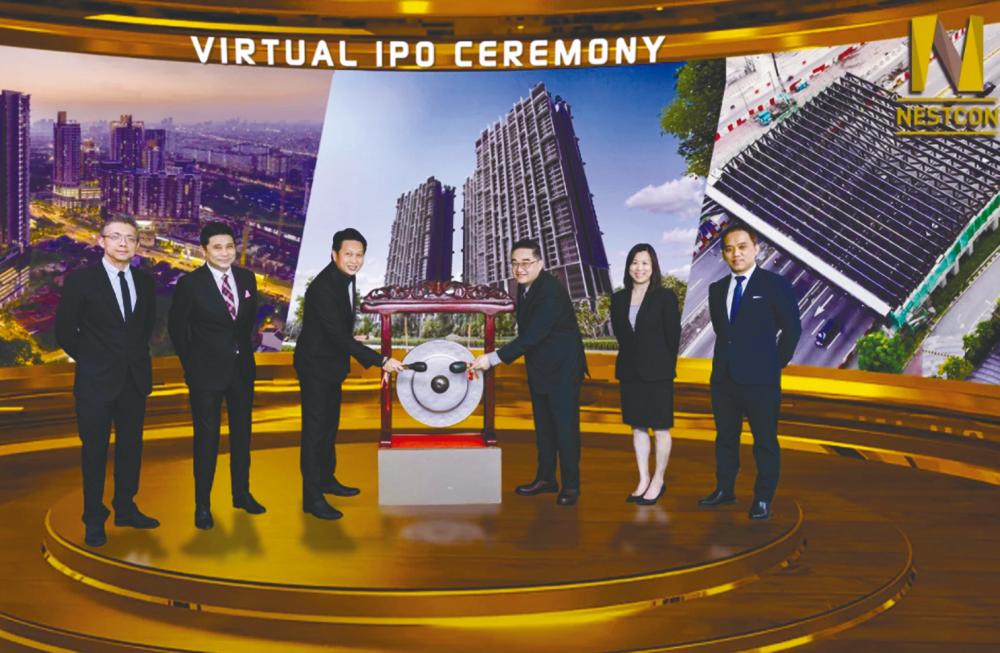 From left: M&amp;A Securities Sdn Bhd head of corporate finance Gary Ting, managing director of corporate finance Datuk Bill Tan, Lim, Nestcon Bhd executive director Ong Yong Chuan, finance director Lim Joo Seng and Eco Asia Capital Advisory Sdn Bhd managing director Kelvin Khoo Chee Siang at the ceremony.