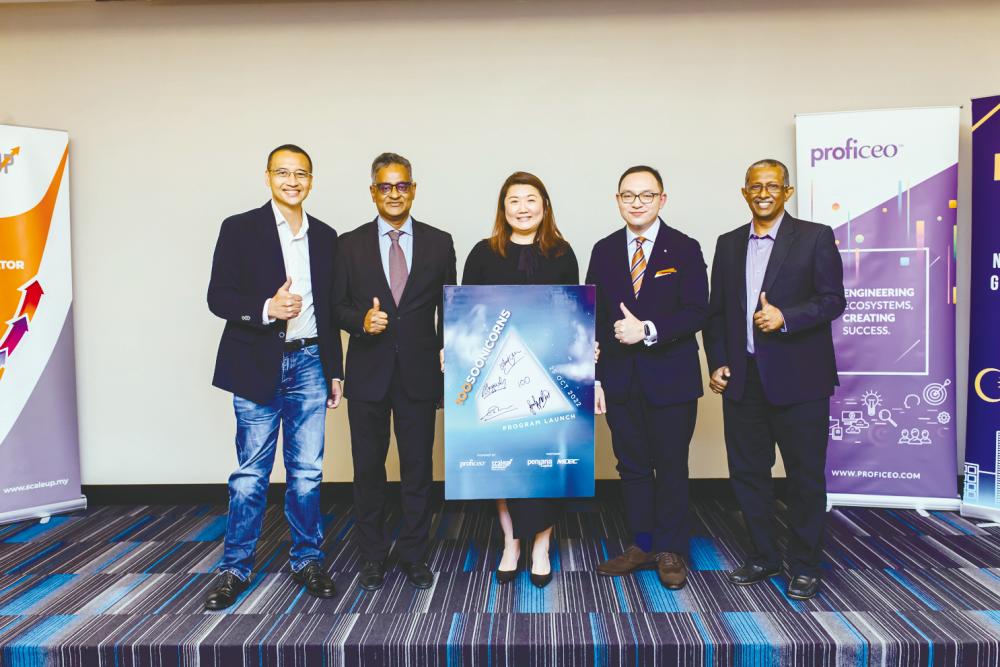 From left: Sequerah, MDEC chief digital industry officer Gopi Ganesalingam, ScaleUp Malaysia managing partner Xelia Tong, Taufiq and Sivapalan at the launch.