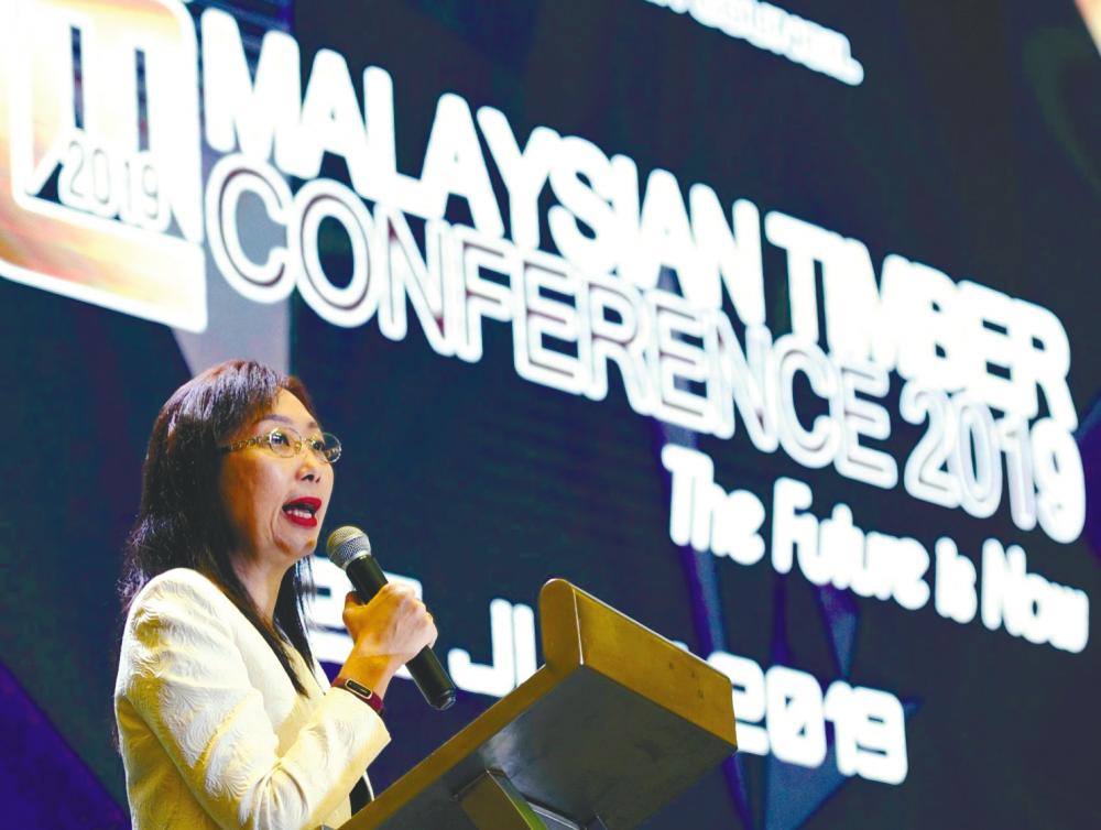 Kok speaking at the opening of Malaysian Timber Conference 2019 today. – Zulkifli Ersal/theSun