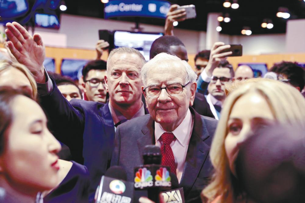 Buffett at Berkshire Hathaway’s annual shareholder meeting in Omaha, in May 2019. On Saturday, he hailed the US economy’s capacity to endure “severe interruptions” and enjoy “breathtaking” progress. – REUTERSPIX
