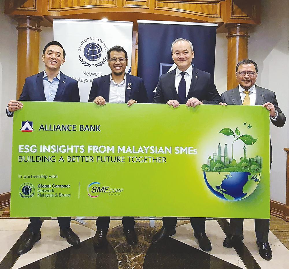 From left: Alliance Bank group chief strategy, marketing &amp; business development officer Dr Aaron Sum Wei Wern, Faroze, Kam and Alliance Islamic Bank CEO Rizal IL-Ehzan Fadil Azim at the unveiling of the survey report.