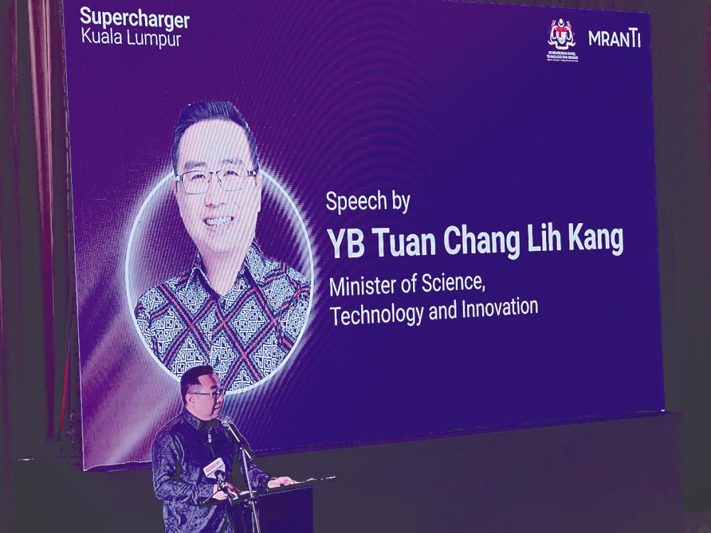 Chang delivering his speech at the launch of Supercharger Series 2024.