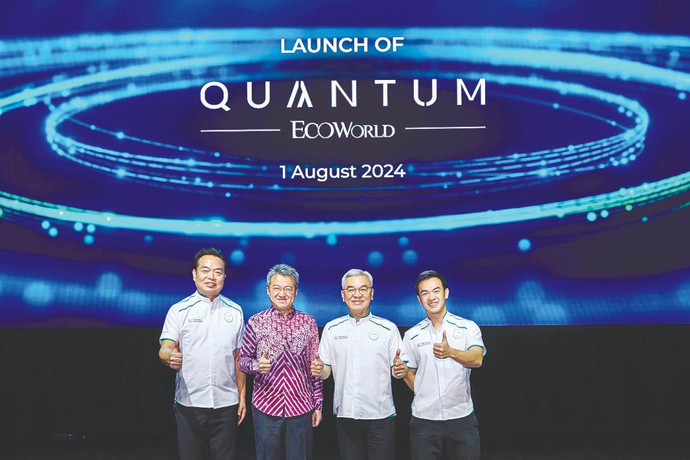 From left: Eco World Development president and CEO Datuk Chang Khim Wah, Liew Chin Tiong, Eco World Development executive chairman Tan Sri Liew Kee Sin and Liew Tian Xiong at the launch of Quantum.