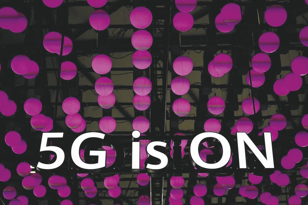A 5G sign at Huawei’s booth at the Mobile World Congress in Shanghai, China, in 2019. REUTERSPIX