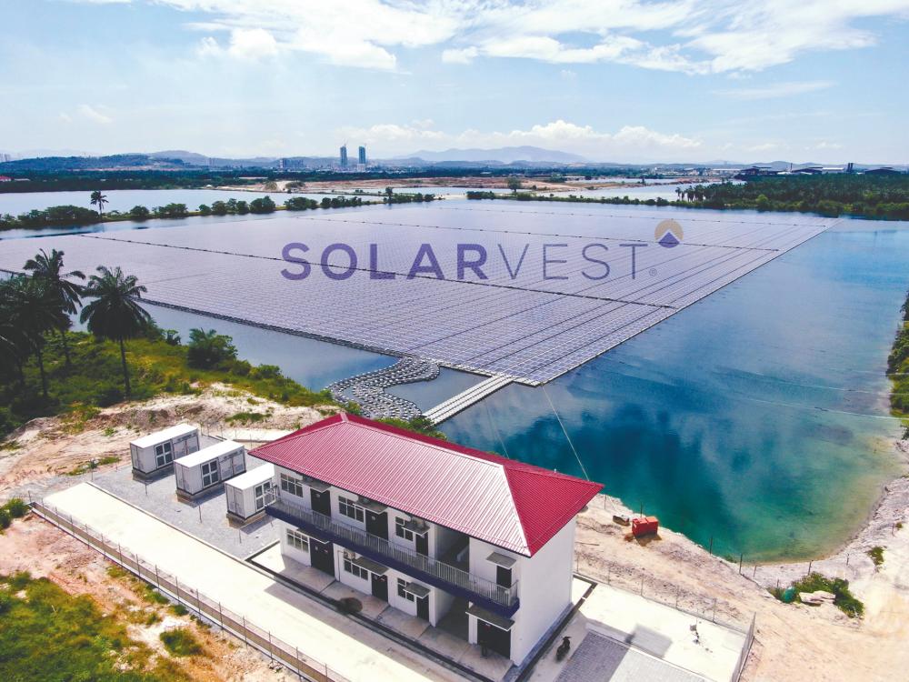 View of Solarvest’s floating solar farm in Dengkil, Selangor, the largest in Malaysia.