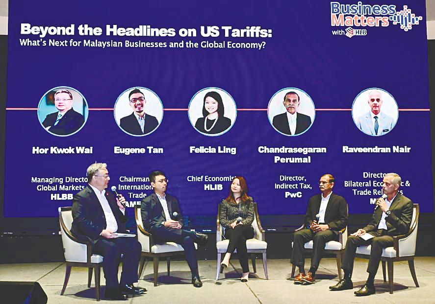 From left: Hong Leong Bank managing director of global markets Hor Kwok Wai, Samenta chairman of international trade Eugene Tan, Hong Leong Investment Bank chief economist Felicia Ling, PwC Malaysia director of tax Chandrasegaran Perumal and Raveendran during the panel discussion.