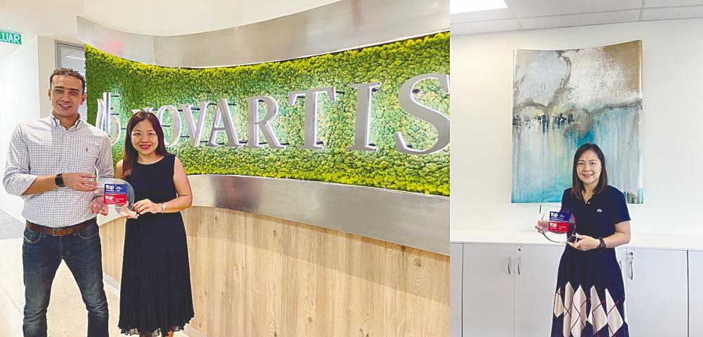 From left: Elwakil, Heng and Novartis Corporate Centre Kuala Lumpur head Elsie Chang displaying the award.