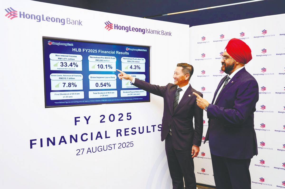 Lam and Hong Leong Bank chief financial officer Malkit Singh at the briefing.