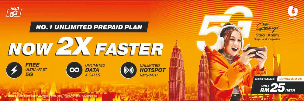 U Mobile offering double the speeds for unlimited U Prepaid plans