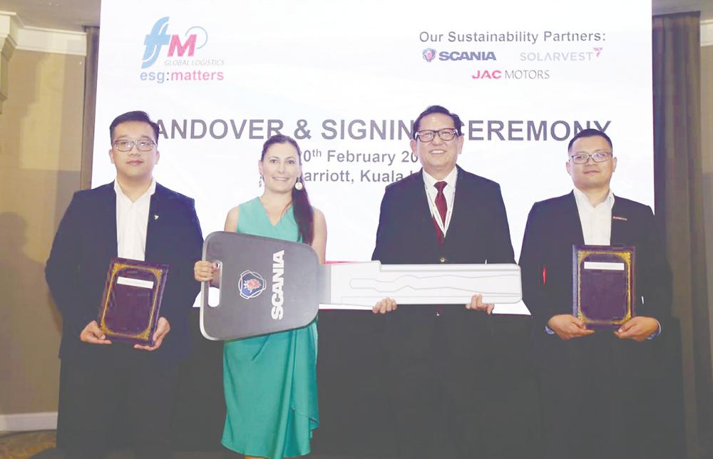 From left: Tan, Antar, Chew and JAC Motors Malaysia regional manager of Asia-Pacific marketing Jason Jia at the handover ceremony.