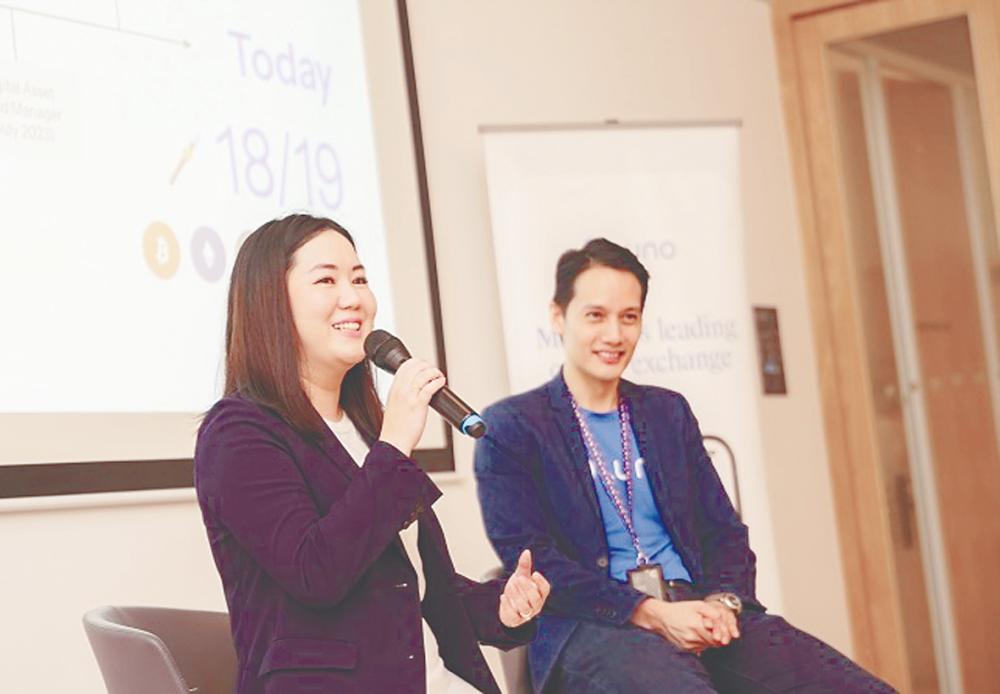 Chai (left) and Tang at Luno’s media briefing today.