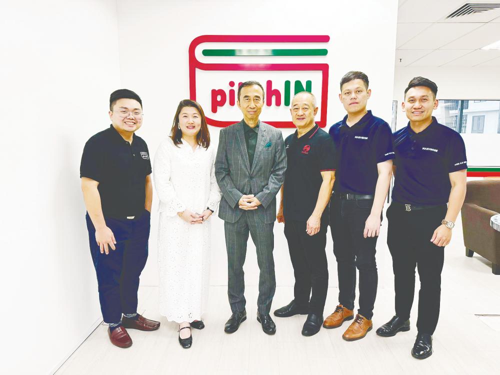 From left: pitchIN vice-president of commercial &amp; product Nicholas Chong and COO Xelia Tong; Khoo; Ni Hsin head of corporate and business development Alvin Gan; and Masverse CEO KK Chew and CFO SJ Koay.