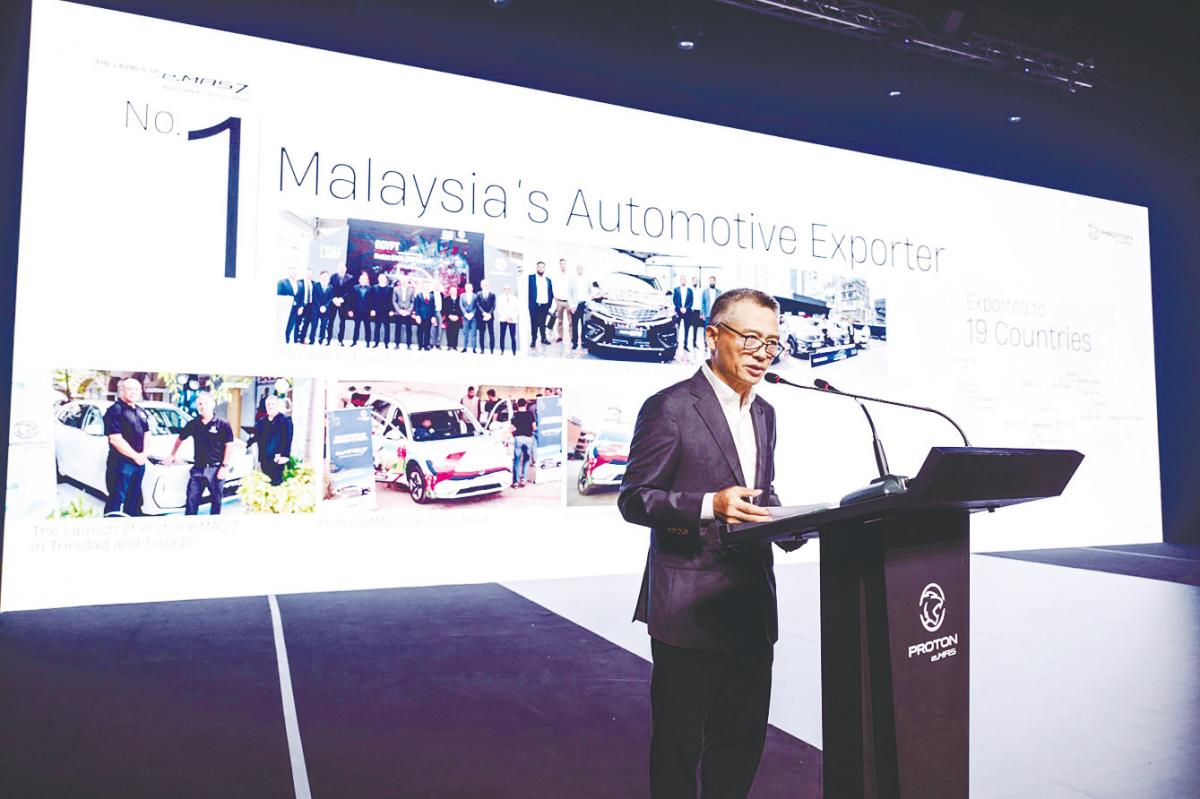 Li speaking at the launch of the Proton e.MAS 7 in Singapore.