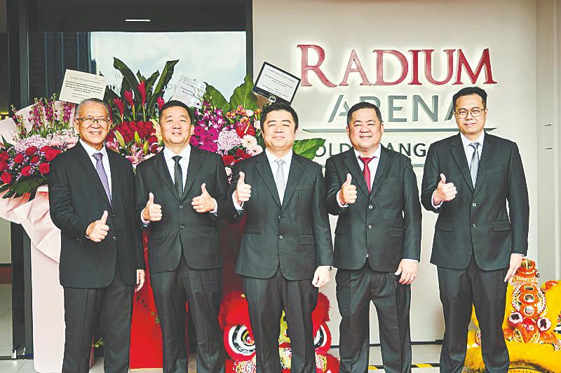 From left: Radium Development independent non-executive chairman Tan Sri Mhd Amin Nordin Abd Aziz, executive director Gan Kok Peng, Gary Gan, executive director Gan Tiong Kian and executive director and legal and human resource head Chai Woon Hou the at opening of the Radium Arena sales gallery.