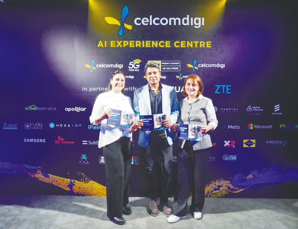 From left: Telenor Asia head of external relations and sustainability Manisha Dogra, Kugan and Martinkenaite at the release of Telenor’s report.