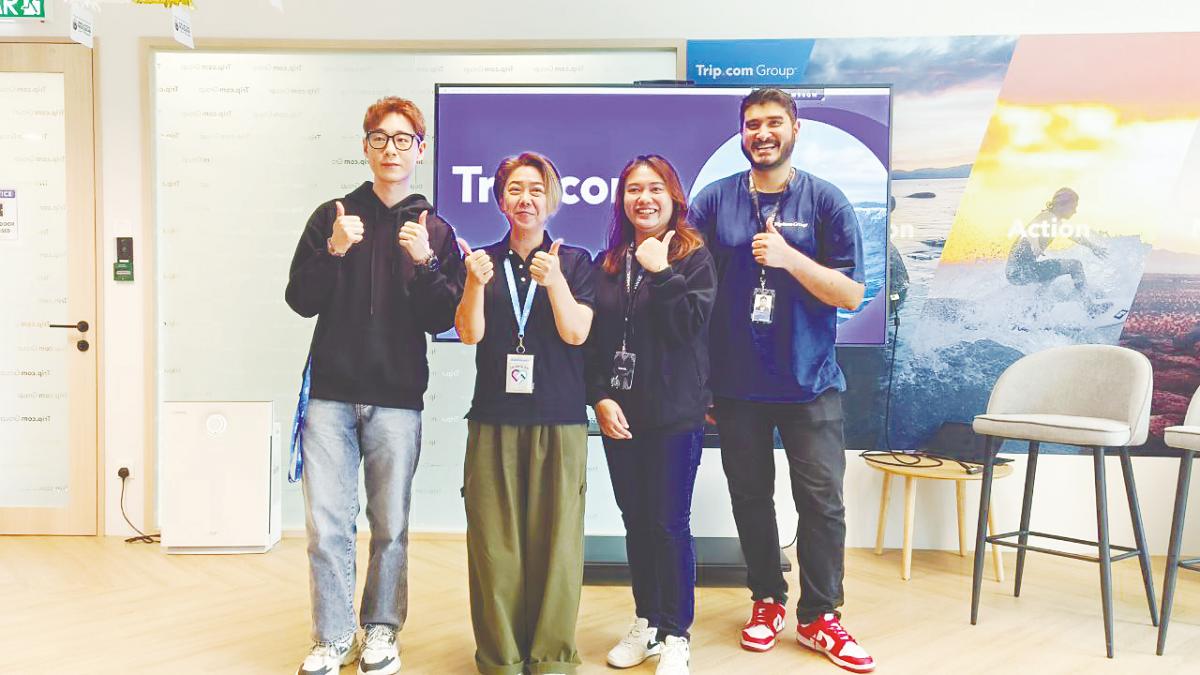 From left: Trip.com Malaysia group leader Hector Teh, Thong, operations manager Liyana Mohammad and senior service manager Arvin Singh at the launch of the expanded Malaysia Customer Support Centre in Kuala Lumpur.