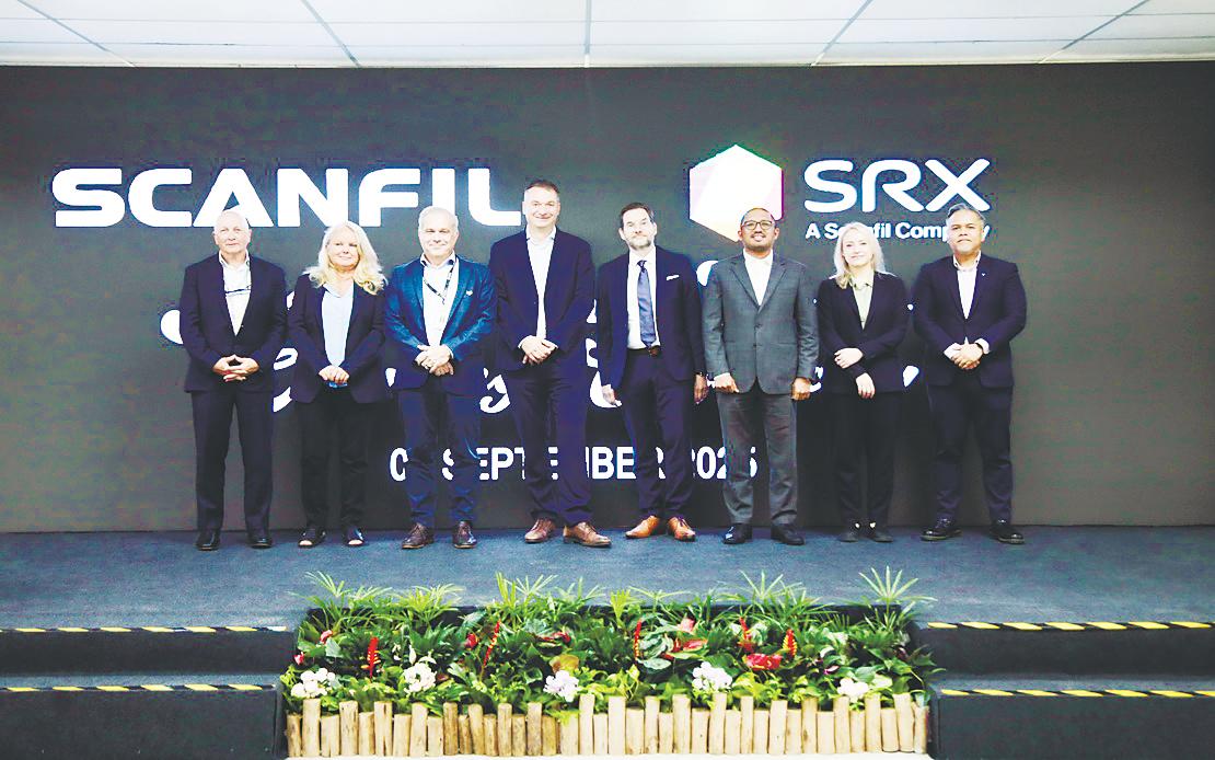 From left: SRX Global former CEO Paul Appleby, chief commercial officer and VP (Americas) Christina Wiklund, vice-president Christian Kesten (Apac), Sut, major shareholder Jarrko Takanen, Johor Mida director Mohamad Reduan Mohd Zabri, Maiju, Business Finland senior adviser Mohamed Farid Mohamed Razali.