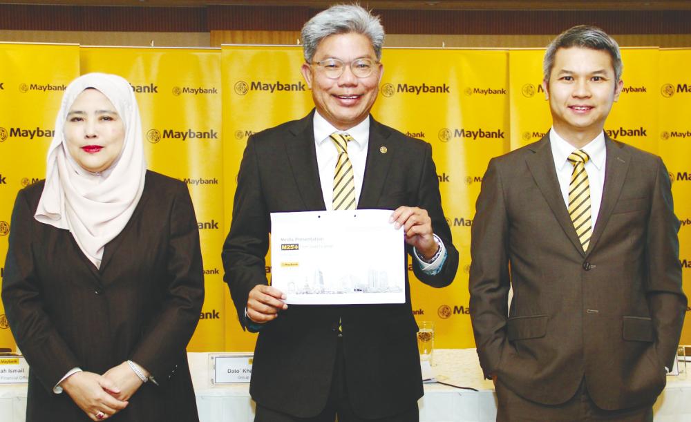 From left: Maybank CFO Khalijah Ismail, Khairussaleh and chief strategy officer Dr Siew Chan Cheong at the rollout of M25+.