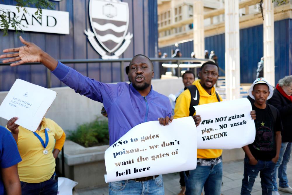 Protesters at Wits University in Johannesburg voice concerns over human trials. – Reuterspix