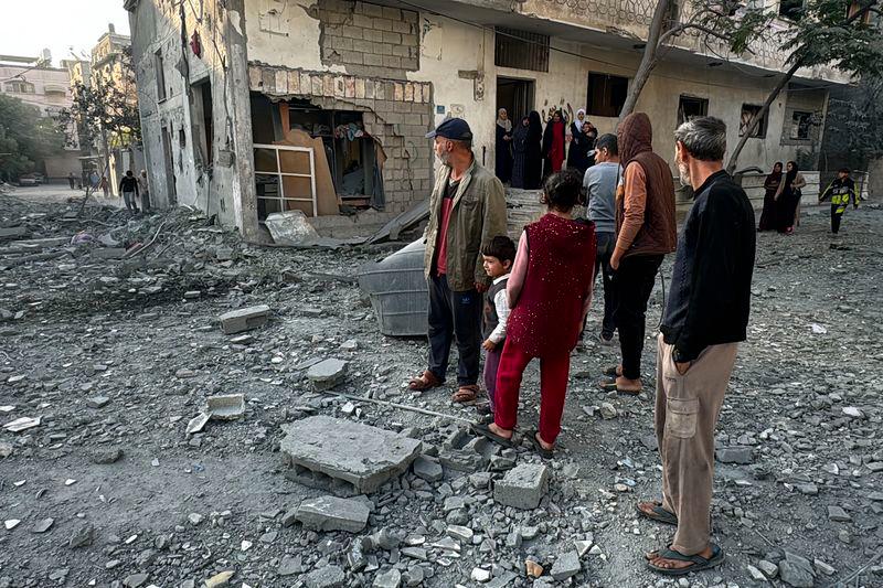 Palestinians inspect the damage after an overnight Israeli airstrike in Beit Lahia the northern Gaza Strip on October 27, 2024 amid the ongoing war in the Palestinian territory between Israel and Hamas. - AFPPIX