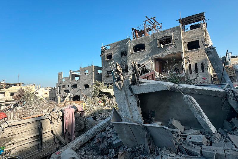 Palestinians inspect the damage after an overnight Israeli airstrike in Beit Lahia the northern Gaza Strip on October 27, 2024 amid the ongoing war in the Palestinian territory between Israel and Hamas. - AFPpix