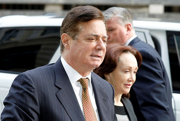 President Trump’s former campaign chairman Paul Manafort arrives at a hearing at U.S. District Court — Reuters