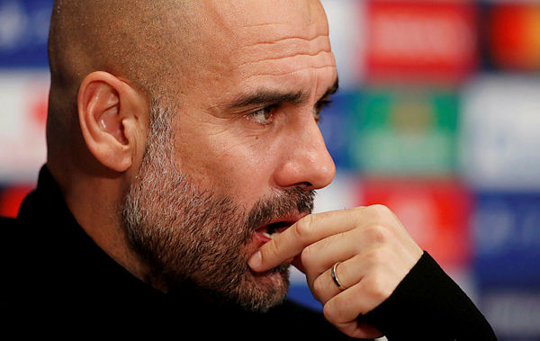 Manchester City manager Pep Guardiola during the press conference — Reuters