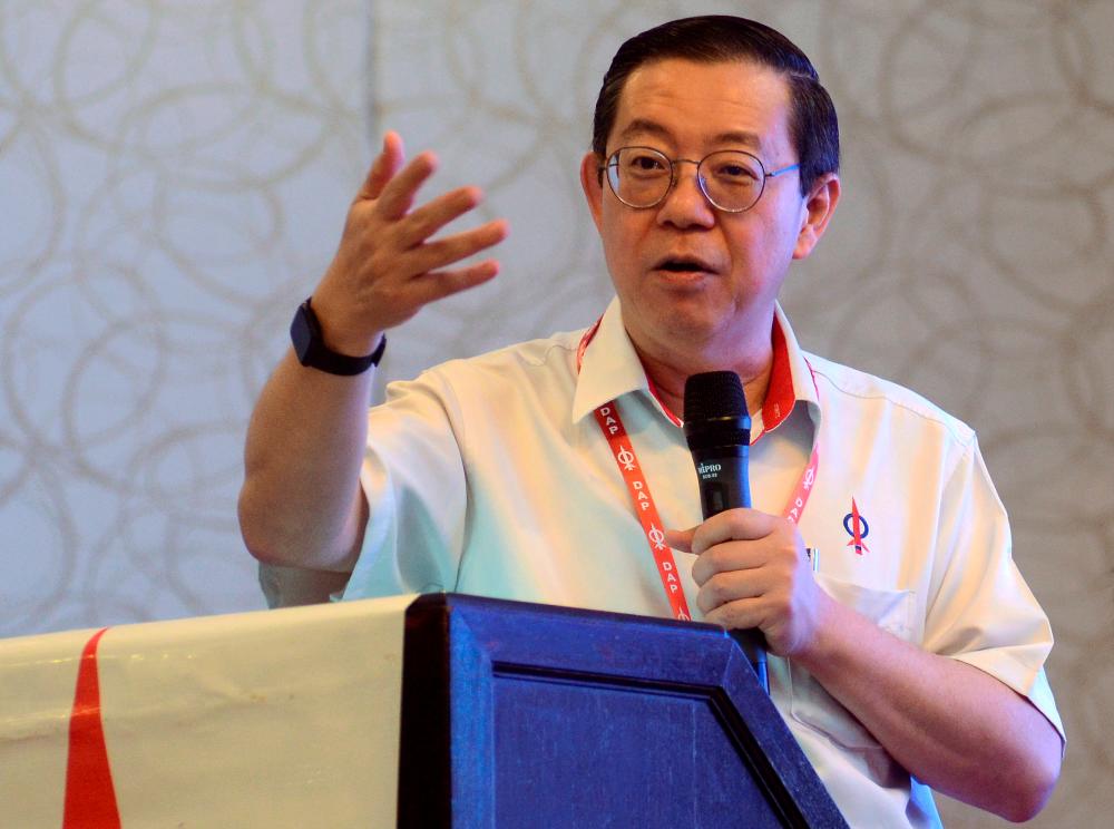 DAP secretary-general Lim Guan Eng gives a speech during the opening of the Penang DAP annual convention in Butterworth today. - Bernama