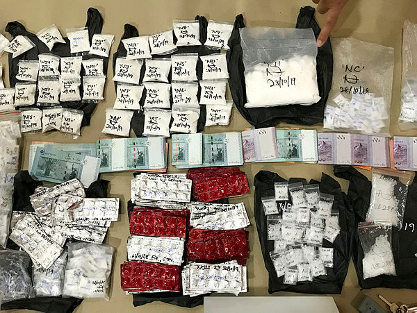 Drugs seized in the raid on Sunday, shown during a press conference in the Raub district police headquarters (IPD) today. — Bernama