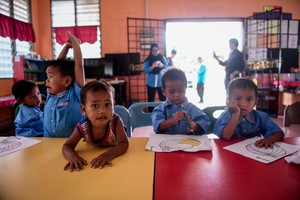 Students of Tabika Kemas Kampung Kuala Koyan during class in Lipis on Jan 16, 2019. — Bernama