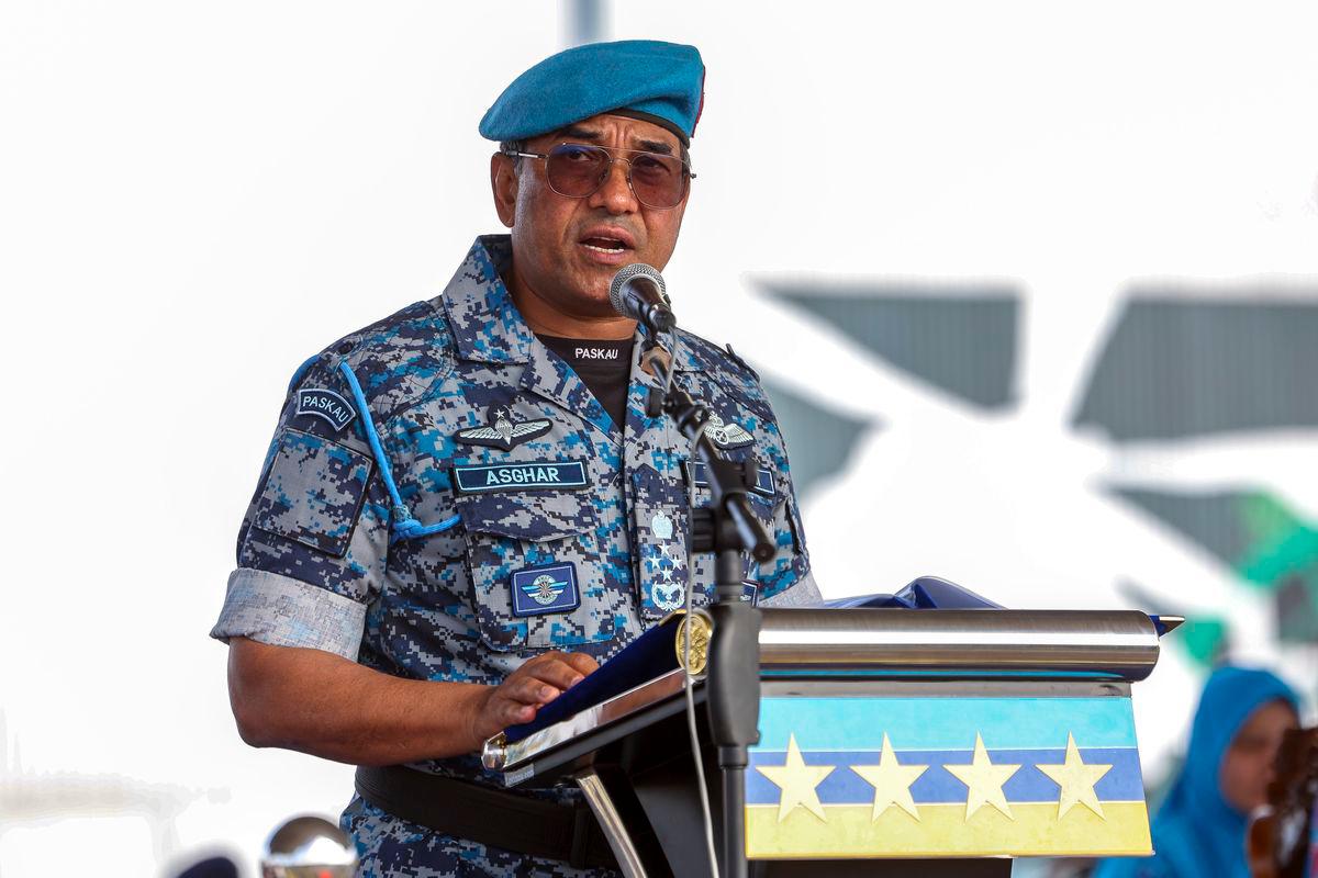Panglima Tentera Udara Jeneral Tan Sri Mohd Asghar Khan Goriman berucap sempena Hari Ulang Tahun TUDM ke-67 di Pangkalan Udara Kuantan di sini hari ini.