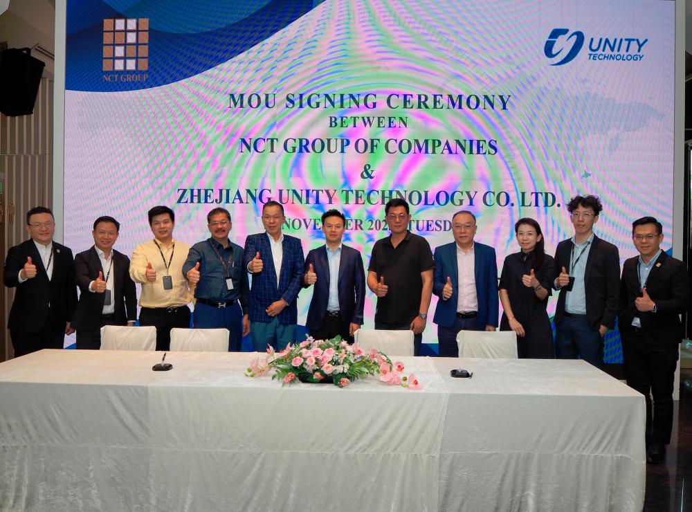 The management team of NCT Group of Companies and Zhejiang UNITY Technology at the signing ceremony.