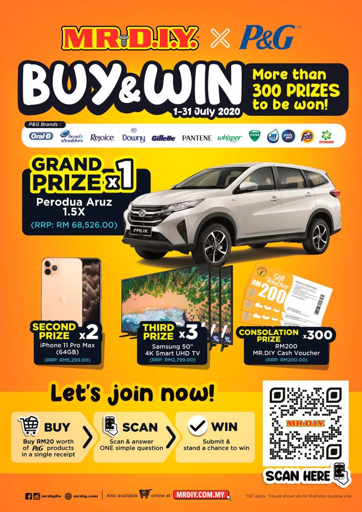 $!Win prizes worth RM140k in MR DIY x P&amp;G ‘Buy &amp; Win Contest’