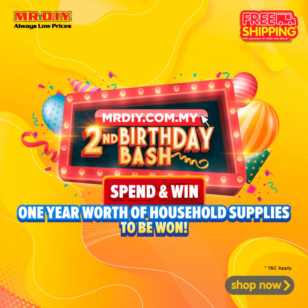 Win 1-year worth of household supplies during MR DIY Online’s 2nd Birthday Bash