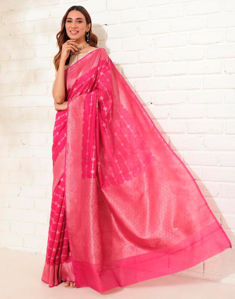 Pink cotton-silk blend saree with traditional accent. — PICS BY FABINDIA.