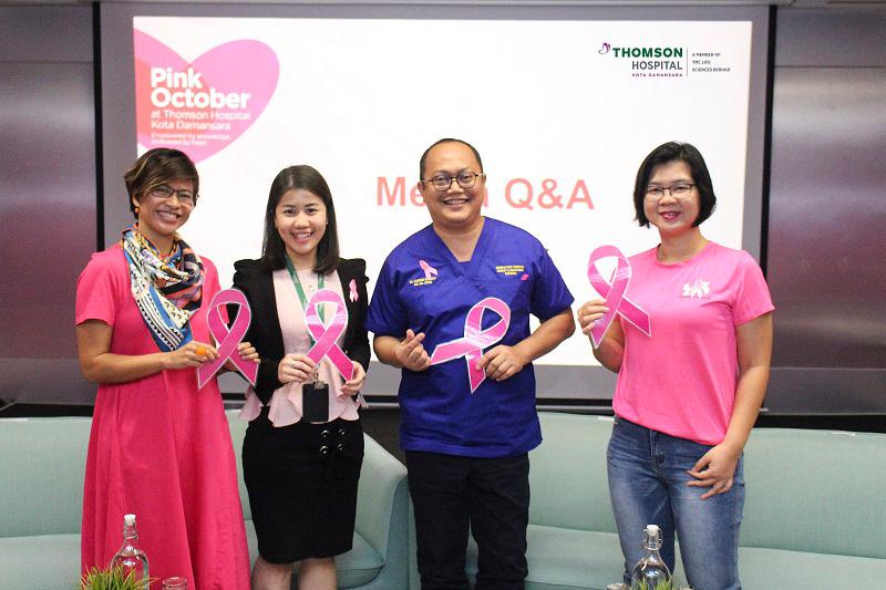 $!From left: Thomson Hospital Kota Damansara CEO Nadiah Wan, dietician Ginny Tan Gin Wei, consultant breast, endocrine and general surgeon Dr Zamzuri Zakaria and consultant breast and oncoplastic surgeon Dr Tan Gie Hooi after a media sharing session.