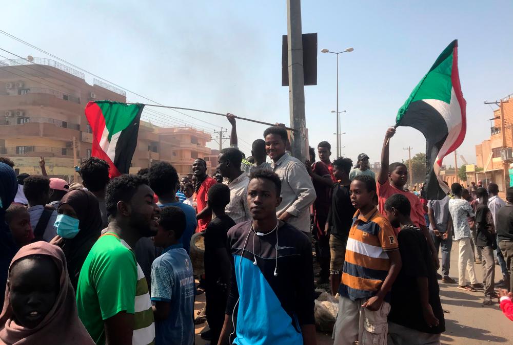 Protesters gather during what the information ministry calls a military coup in Khartoum, Sudan, October 25, 2021. REUTERSPix