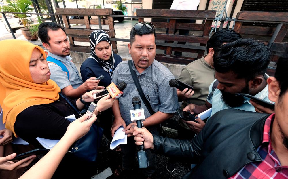 Bersatu Lumut division member, Syed Razif Syed Rabii spoke to reporters about allegations of corruption involving road maintenance contracts under Malaysian Road Record Information System (Marris) budget at Jalan Dato Seri Ahmad Said on Oct 16, 2019. — Bernama