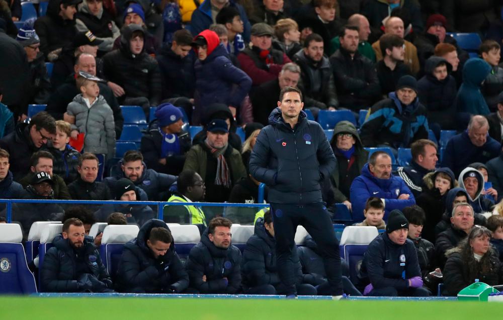 Chelsea manager Frank Lampard during the Chelsea v AFC Bournemouth match at Stamford Bridge, London on December 14, 2019. - Reuters