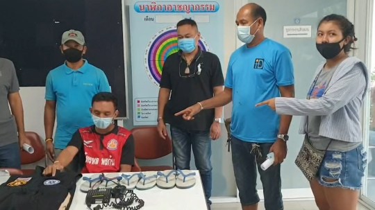 Klaiya was arrested on Sunday in Nonthaburi, central Thailand, for stealing more than 100 pairs of shoes (Picture: ViralPress)