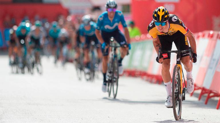 Team Jumbo’s Primoz Roglic crosses the finish line as he wins the 11th stage of the 2021 La Vuelta cycling tour of Spain. – AFPPIX