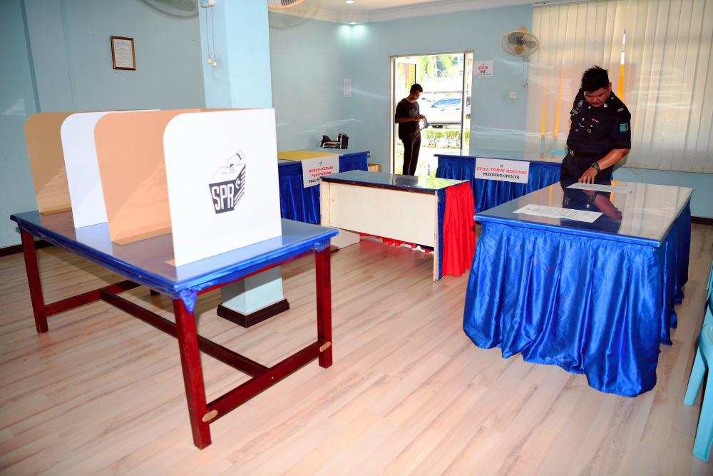 Early voting is set up at the Sandakan Marine Police Senior Officers’ Mess on May 7, 2019. - Bernama