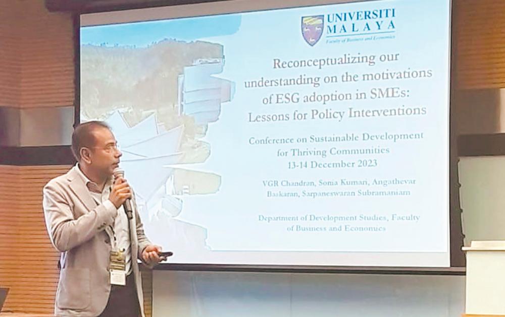 Chandran during his presentation at the conference.