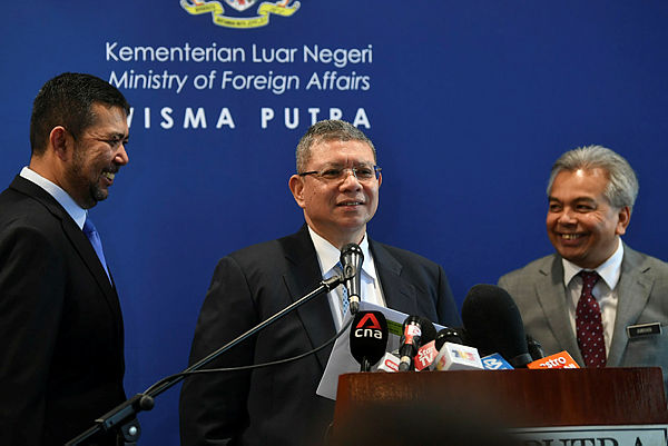 Foreign Minister Datuk Saifuddin Abdullah speaking in a press conference announcing the 2019 achievements and the 2020 Wisma Putra achievement targets at his office. — Bernama