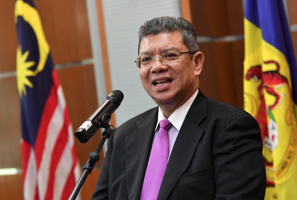 Foreign Minister Datuk Saifuddin Abdullah speaks during a press conference after receiving a memorandum from the Palestinian Pro-Liberation Organization (NGO) in Wisma Putra, on Jan 16, 2018. — Bernama