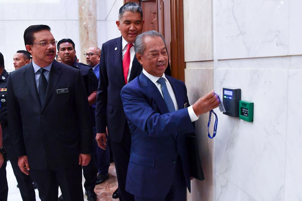 Prime Minister Tan Sri Muhyiddin Yassin who began his first day in office today at Perdana Putra. — Bernama