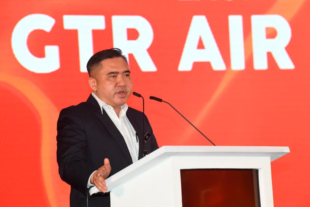 Transport Minister Anthony Loke Siew Fook delivers the opening speech at the after the launch of the GTR Air Cargo Hub in Sepang. - Bernama